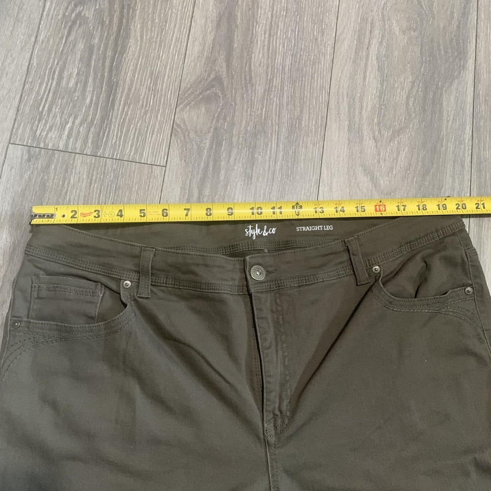 Style Co Straight‎ Leg Pants Olive Green Mens Size 20W Casual Khaki Trousers - Picture 9 of 12